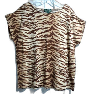 Ralph Lauren Active  plus women's animal print cotton short sleeve top s…